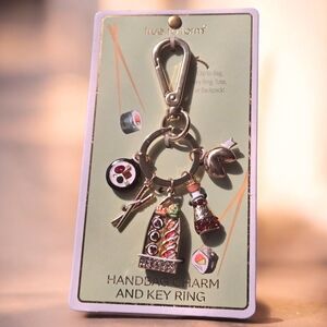 New True to Form Japanese Food and Sushi Handbag Charm and Key Ring 5 Inches NWT